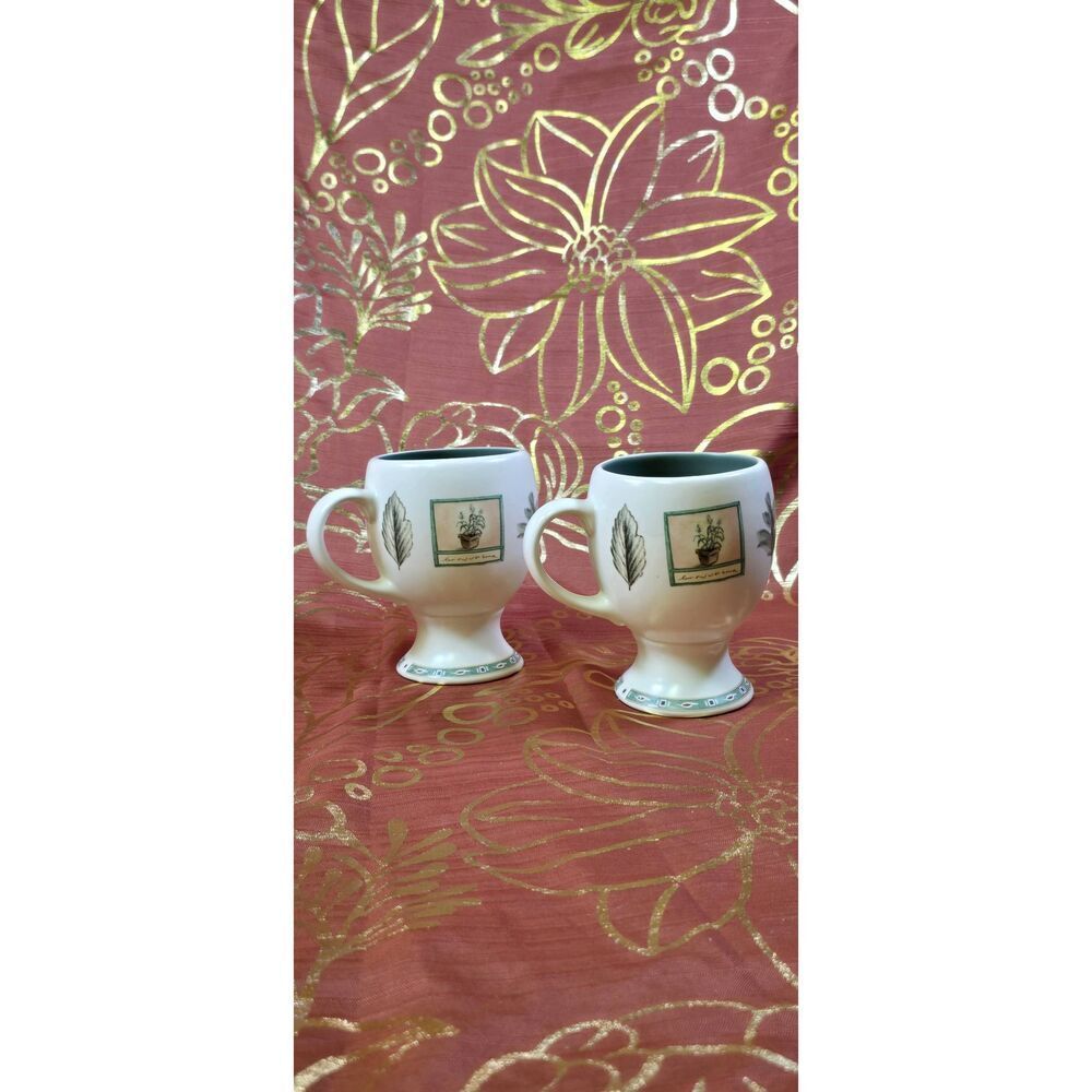 Two Pfaltzgraff Naturewood Pedestal Mugs